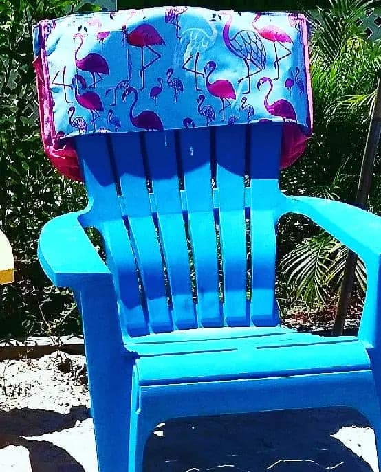 Flamingo Beach Tote Bag that slides over the back of the Hootie Hammock Ladies Beach Lounger Chair & most outdoor chairs! SIC Back Chair Bag