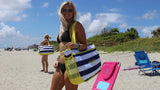 Nautical Beach Tote Bag that slides over the back of the Ladies Beach Lounger Chair & most outdoor chairs! SIC Back Chair Bag